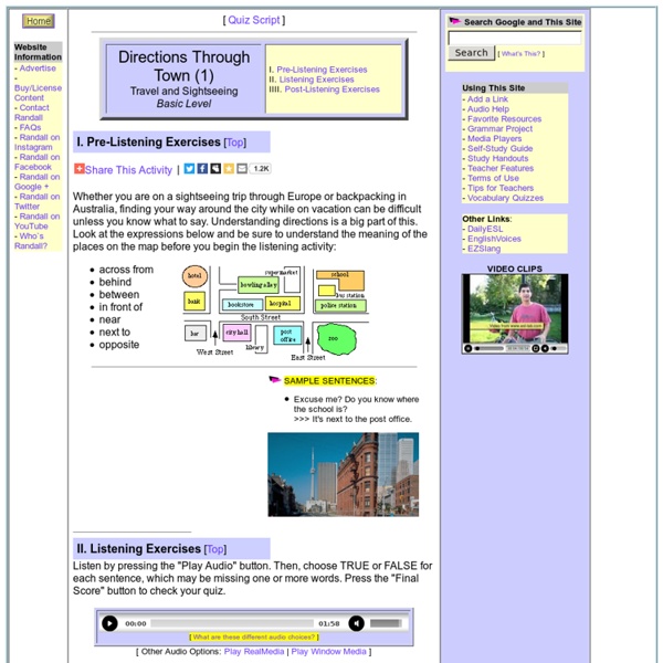 Travel and Sightseeing: Directions Through Town (1)