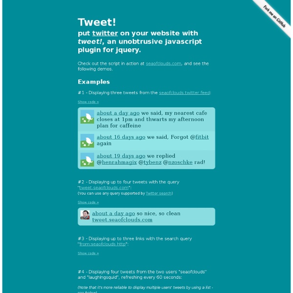 Tweet! Put Twitter on your site with this simple, unobtrusive jQuery widget