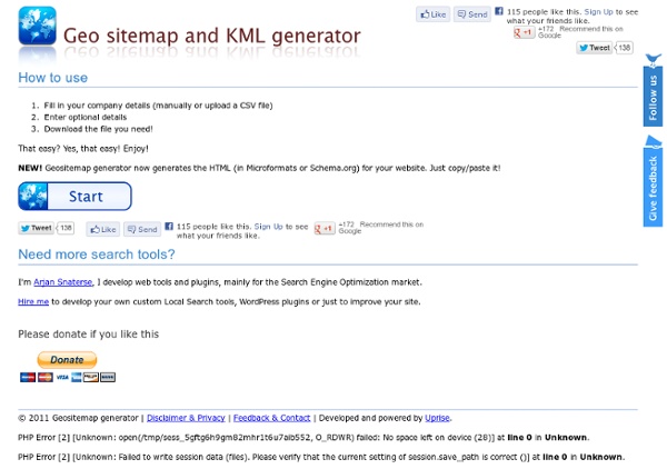Create Geo Sitemap and KML files for FREE!