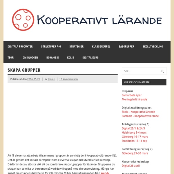 Skapa grupper – Kooperativt Lärande