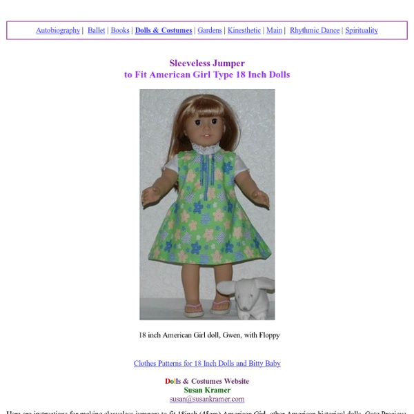 Sleeveless Jumper Pattern for American Girl, AG Type 18 Inch Dolls