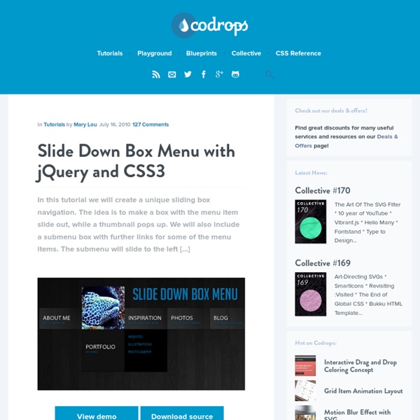 Slide Down Box Menu with jQuery and CSS3