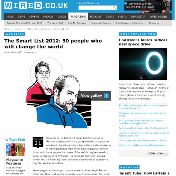 The Smart List 2012: 50 people who will change the world