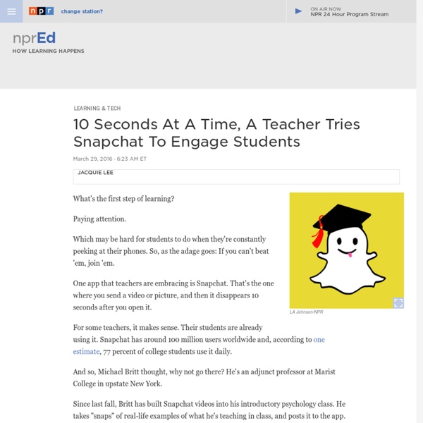 Snapchat As A Tool For Teachers : NPR Ed