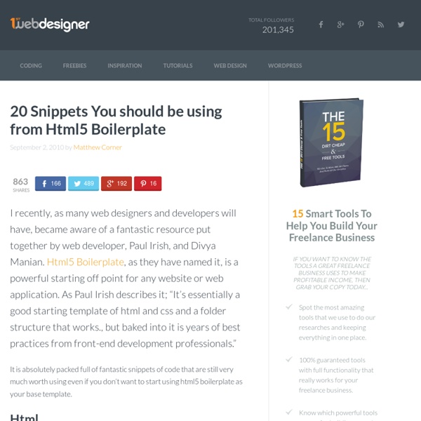 20 Snippets You should be using from Html5 Boilerplate