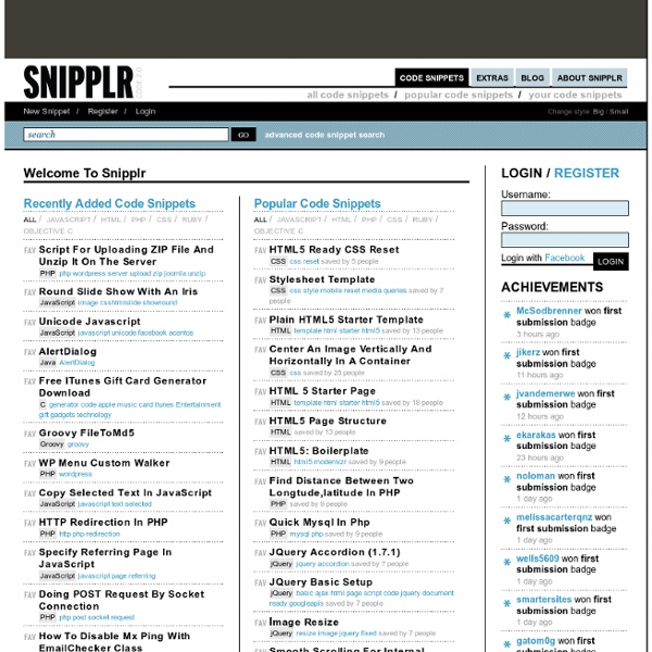 Code Snippets - Snipplr Social Snippet Repository
