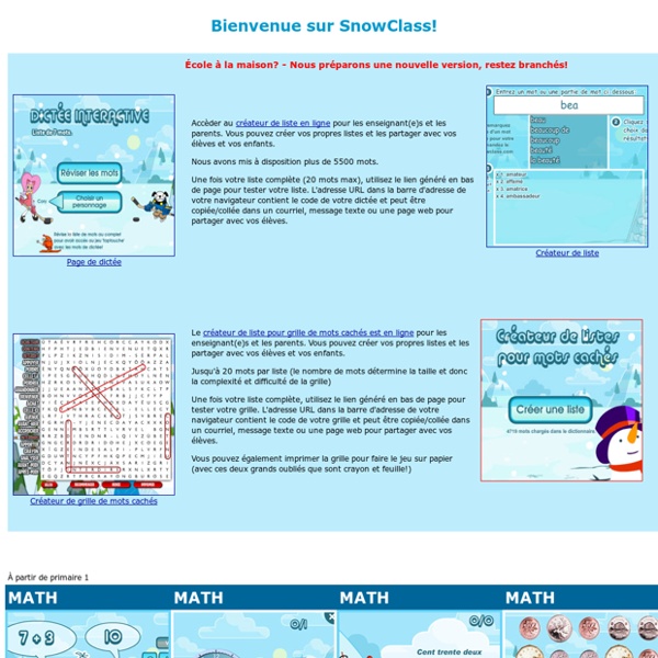SNOWCLASS - Jeux éducatifs - école primaire