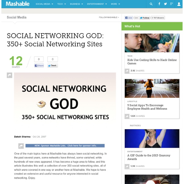 SOCIAL NETWORKING GOD: 350 Social Networking Sites