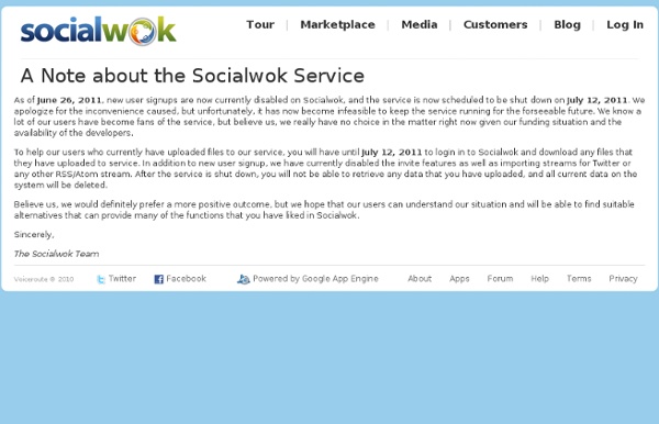 Socialwok: Notice of Service Termination