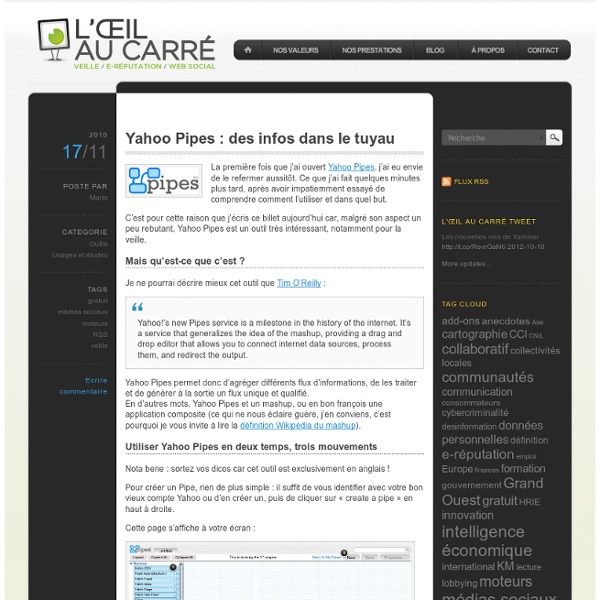 Yahoo Pipes : des infos dans le tuyau