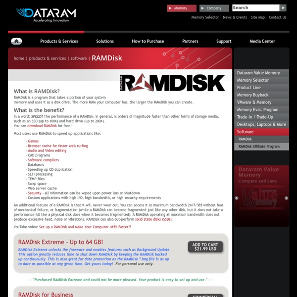 Software/RAMDisk - Products &amp; Services - Dataram