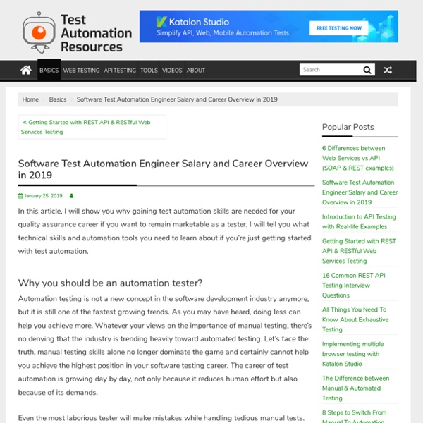Software Test Automation Engineer Salary and Career Overview in 2019