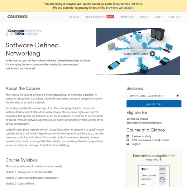 Software Defined Networking course GA Tech