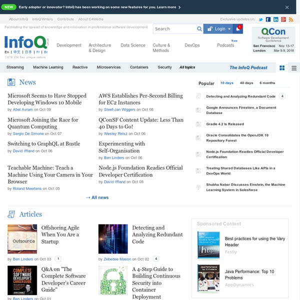InfoQ: Software Development News, Videos & Books