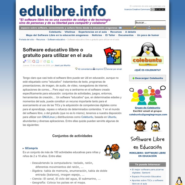 Software educativo libre o gratuito para utilizar en el aula - edulibre.info