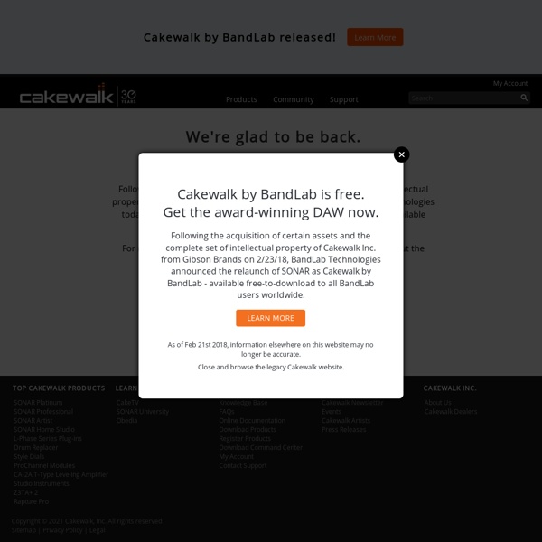 Cakewalk.com - The World's Best Software For Recording And Making Music On PC And Mac