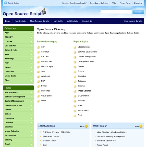 Open Source Software Scripts CMS PHP ASP NET PERL CGI JAVA JAVASCRIPT