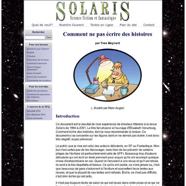 Revue Solaris: Dossier Spécial: Comment ne pas ecrire des histoires