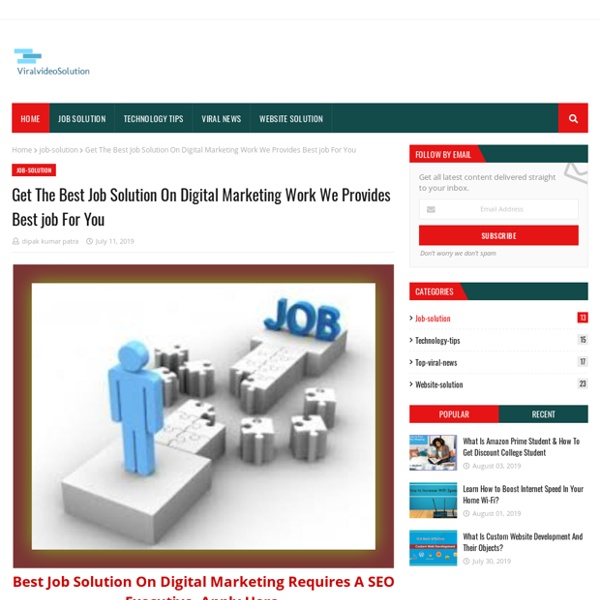 Get The Best Job Solution On Digital Marketing Work We Provides Best job For You