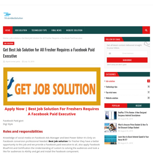 Get Best Job Solution for All Fresher Requires a Facebook Paid Executive