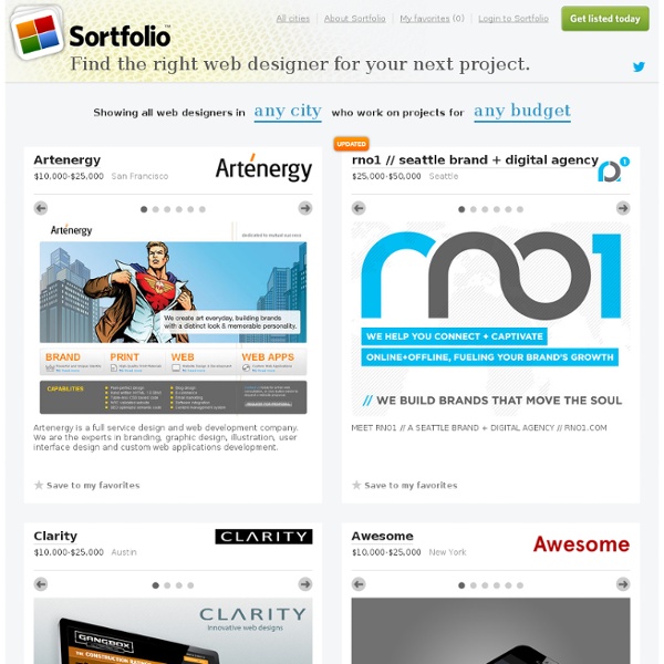 Sortfolio : Find a great web designer by style, budget, and location.