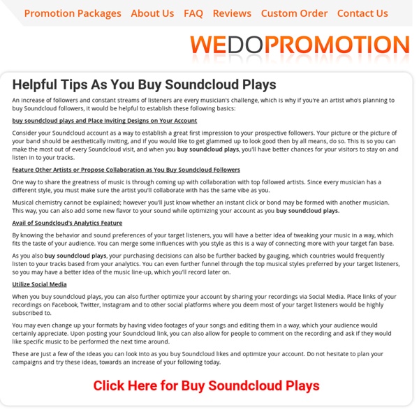 Buy Soundcloud Plays - WeDoPromotion