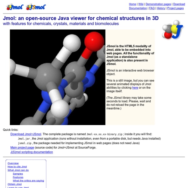 Jmol: java viewer/HTML5 for chemical structures in 3D