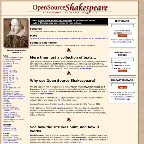 Open Source Shakespeare: search Shakespeare's works, read the texts