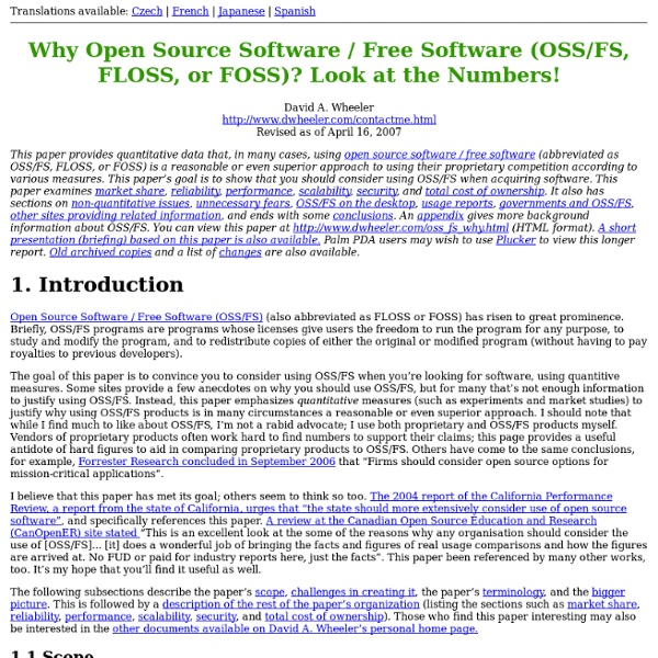 Why Open Source Software / Free Software (OSS/FS, FOSS, or FLOSS