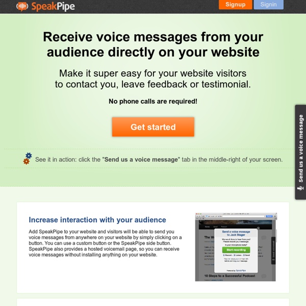 SpeakPipe - receive voice messages from your audience directly on your website.