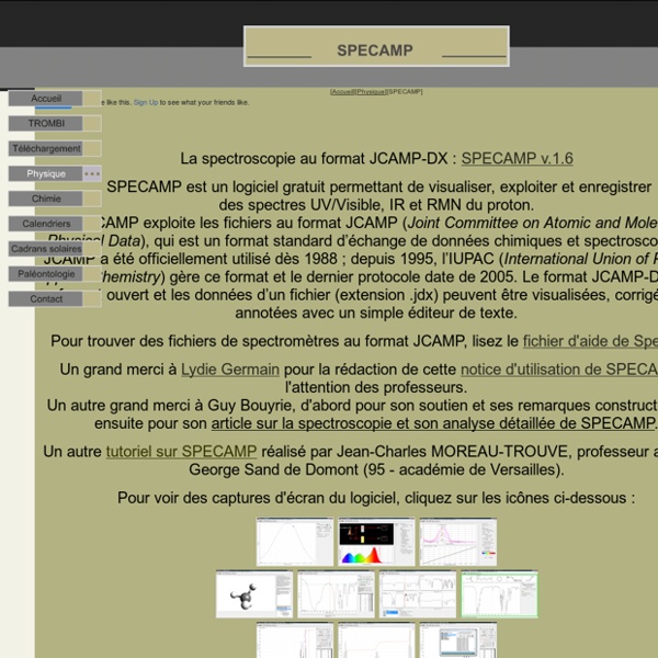 Logiciel SPECAMP : spectroscopie RMN, IR, UV