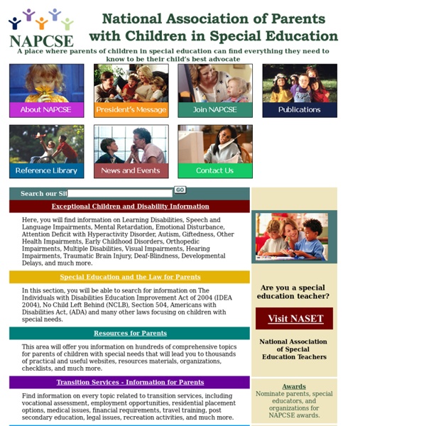 Special Education Web Site – Parents With Children in Special Education NAPCSE