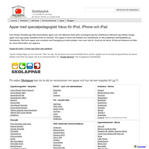 Appar med specialpedagogiskt fokus för iPod, iPhone och iPad - skoldatateketsodertalje