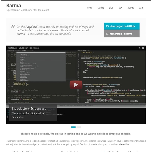 Karma - Spectacular Test Runner for Javascript