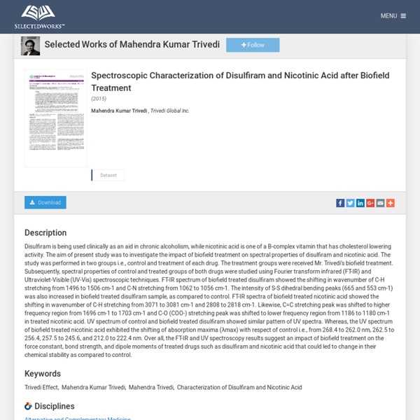 "Spectroscopic Characterization of Disulfiram and Nicotinic Acid after