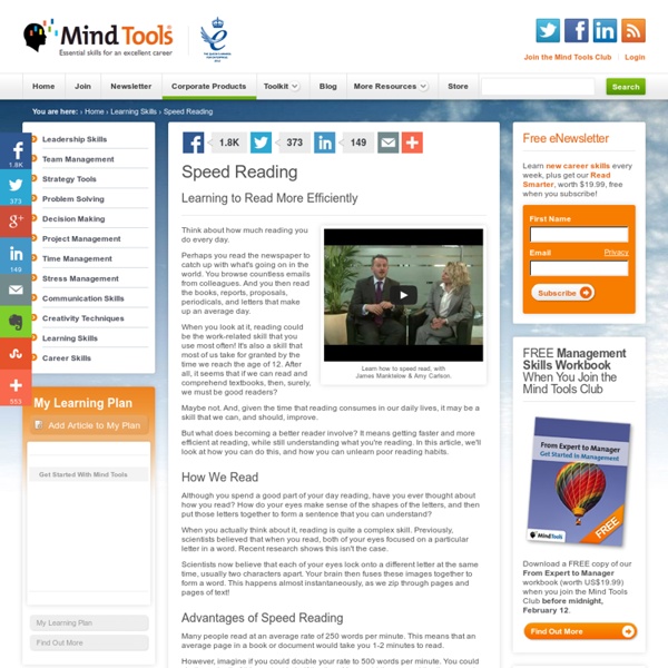 Speed Reading - Study Skills from MindTools.com