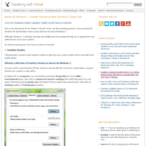 Master Tutorial to Make Your Windows 7 Super Fast