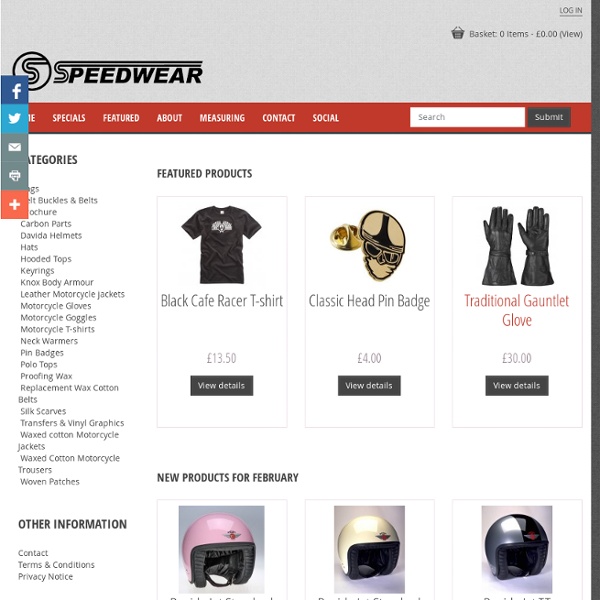 Speedwear Ltd, Wax Jackets, Motorcycle Gloves, Davida Helmets, Cafe Racer, Silk Scarves