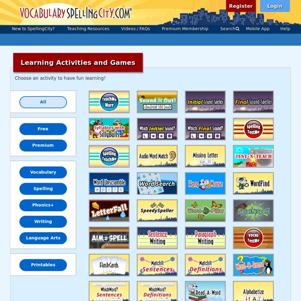 Free Word Games for Vocabulary, Spelling, Writing