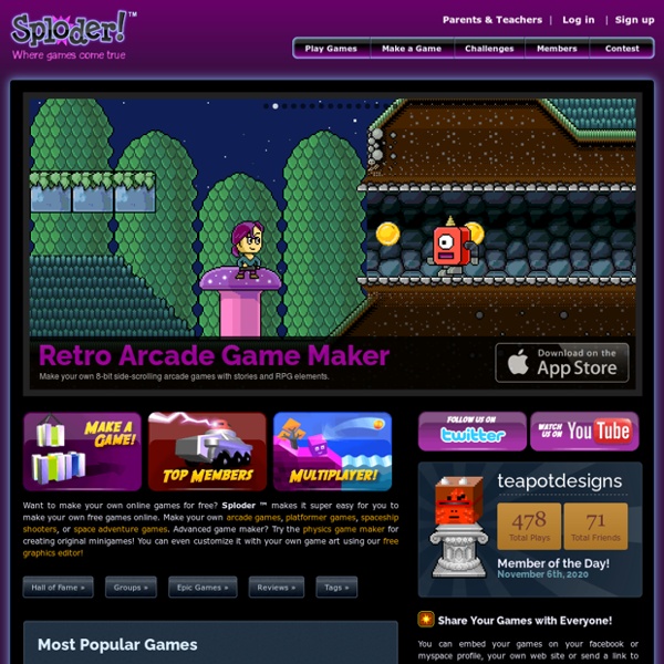 Sploder - Make your own Games Online - Arcade, Platformer, Space & Retro Games