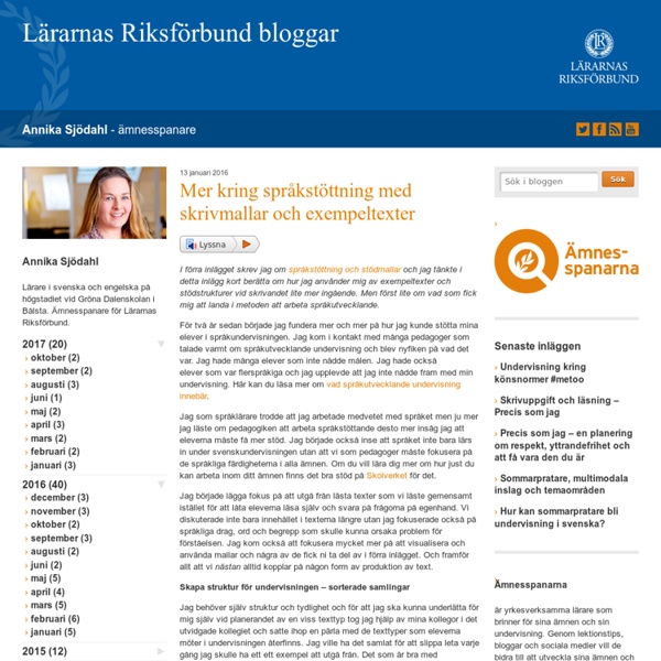 Mer kring språkstöttning med skrivmallar och exempeltexter - Annika Sjödahl