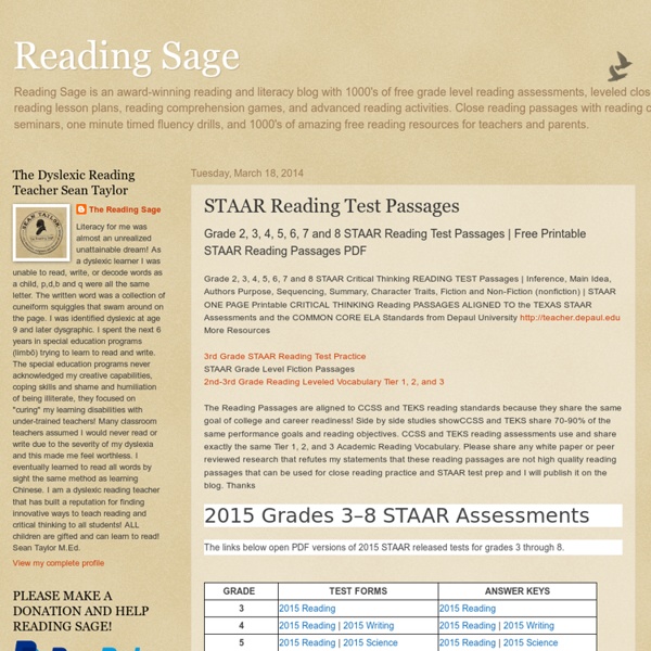 STAAR Reading Test Passages