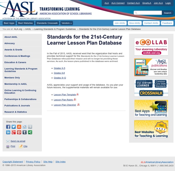 Standards for the 21st-Century Learner Lesson Plan Database