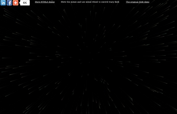 Warp Starfield - JavaScript (JS1K) and HTML5 Canvas demo by Kevin Roast