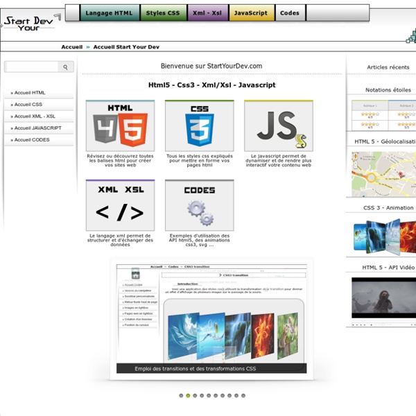 Start Your Dev - Accueil : html css javascript xml xsl