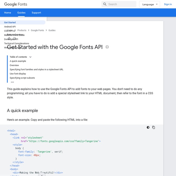 Getting Started - Google Web Fonts