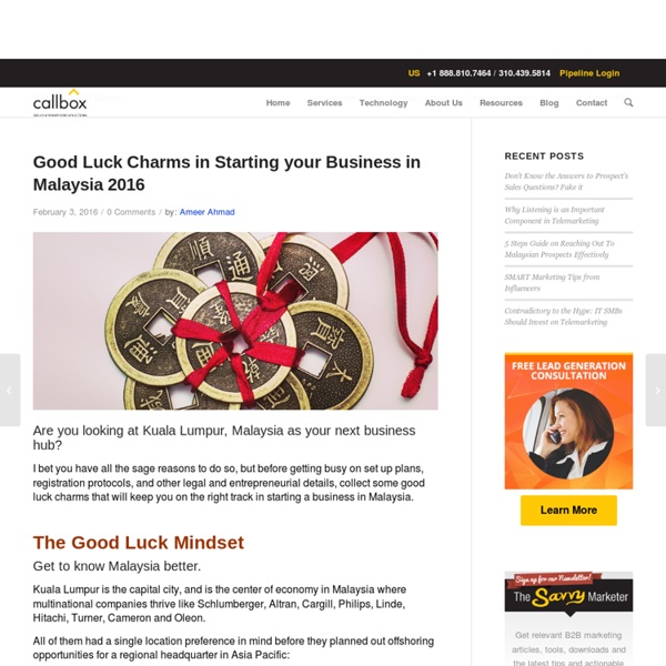 Good Luck Charms in Starting your Business in Malaysia 2016