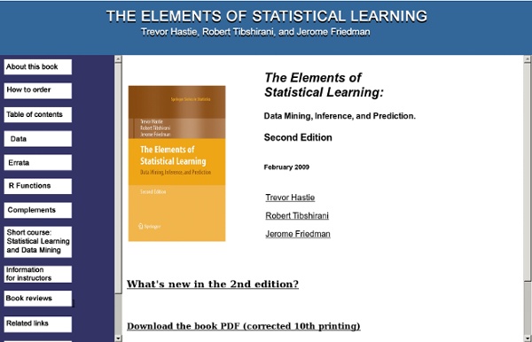 Elements of Statistical Learning: data mining, inference, and prediction. 2nd Edition.