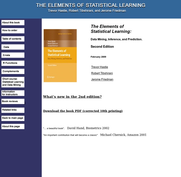 Elements of Statistical Learning: data mining, inference, and prediction. 2nd Edition.