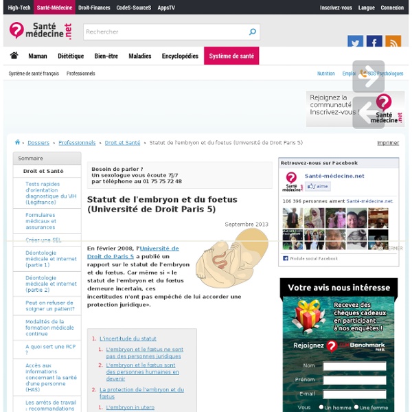 Statut de l'embryon et du foetus (Université de Droit Paris 5)